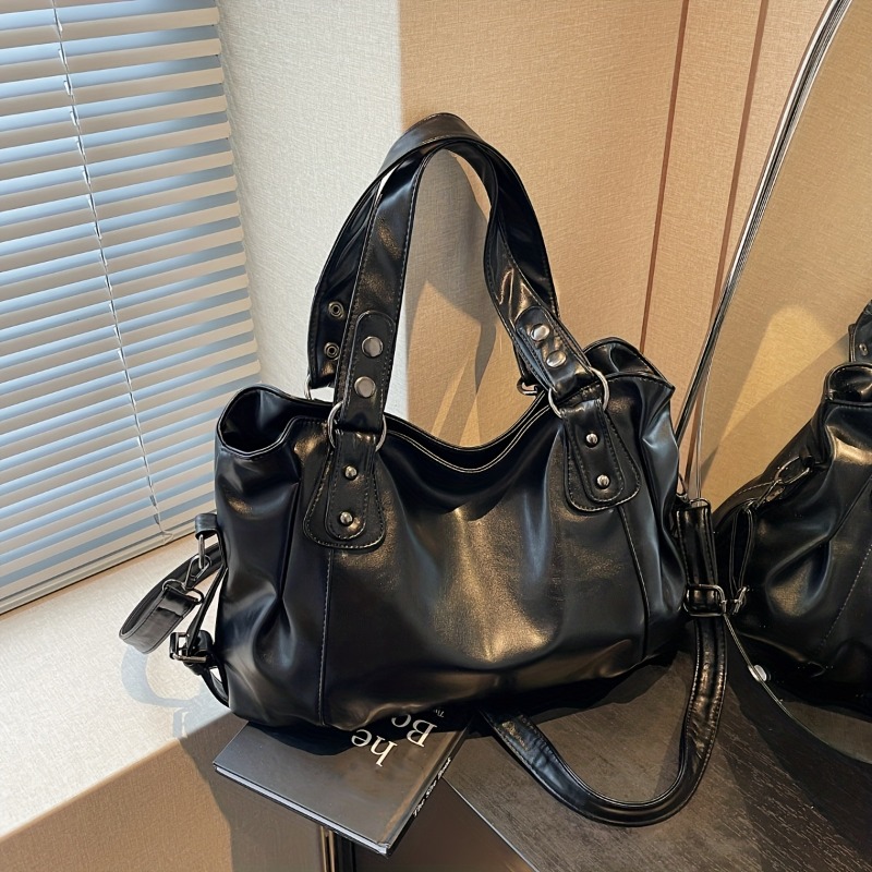 Women Bags For Airport - حقيبة يد جلدية عتيقة ذات سعة