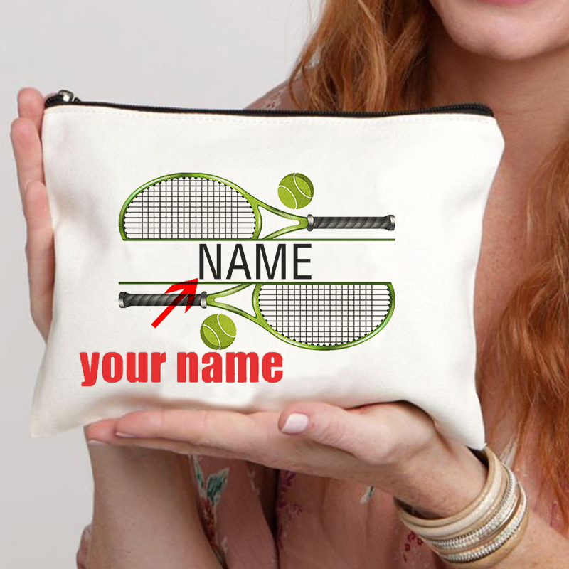 Women Bags Name - شخصية التنس اسم مخصص حقيبة ماكياج