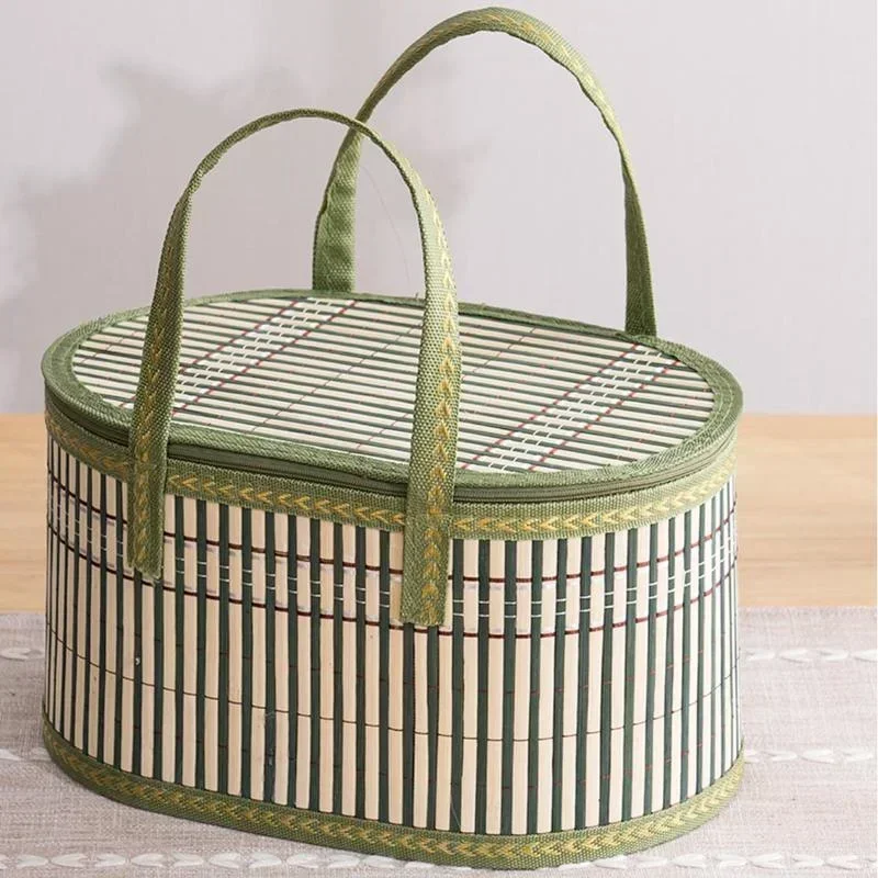Women Bags Gift - سلة نزهة يدوية الصنع من الخيزران