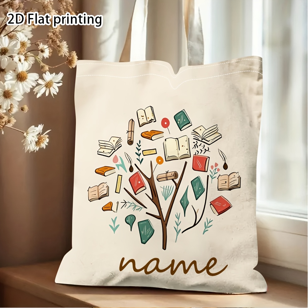 Women Bags Name - حقيبة حمل مخصصة بتصميم كتاب للنساء،